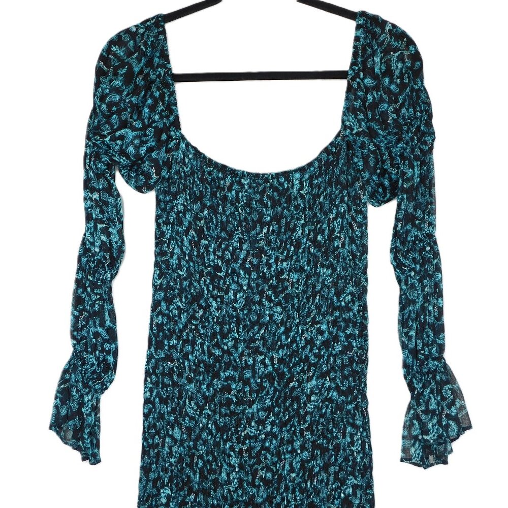 Misa Los Angeles Rashida Midi Maxi Dress | Green Chiffon | Floral | VGUC | L